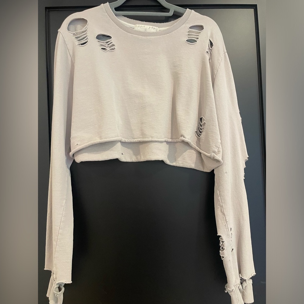 super cute lavender colored cropped sweater